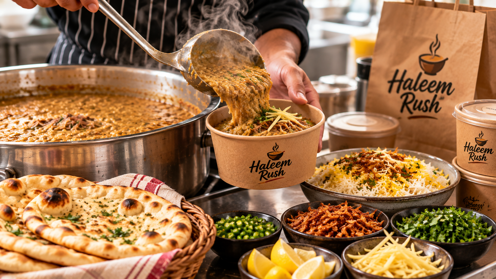 Fresh Haleem packed for an order